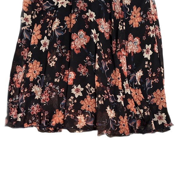 Supply & Demand L navy & multi color floral full length skirt w elastic waist - Picture 3 of 8